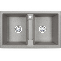 Мойка кухонная Granula GR-8101 прямоугольная 81*50см с 2 чашами и отверстием под смеситель базальт