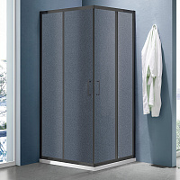 Ограждение душевое Lea-CR-900*800-G-Matt Black Г-образное профиль черный стекло грейп 900*800*1850 SANTREK AQUA 347029