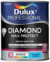 Краска для стен и потолков Diamond Max Protect матовая белая база BW Dulux (1л)