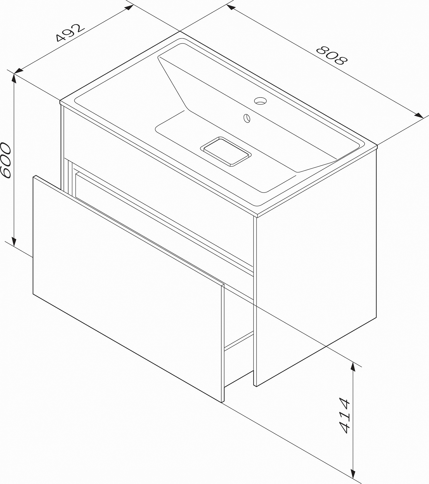 Тумба подвесная INSPIRE V2.0 с раковиной INSPIRE 80 3 ящика белый матовый AM.PM M50AFHX0803WM купить 9