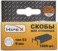 Скобы для степлера тип53 6мм (в упаковке 1000штук) Hipex 2420506