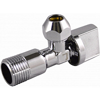 Кран шаровой угловой наружная резьба 1/2"*3/8" с цангой и отражатателем ручка-бабочка хром, СТМ CAСR1238