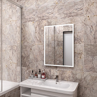 Зеркало Континент Frame 60*80см LED подсветка, часы, сенсор ЗЛП198