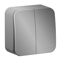 Выключатель Schneider Blanca 2-клавишный 10А алюминий BLNVA105013 466606