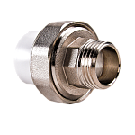 Муфта комбинированная разъемная раструбная полипропилен D25-3/4"HP белый цвет РВК 020570