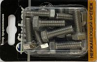 Болт нержавеющий DIN 933 М8x25мм с гайкой DIN934 10шт Fixbox 560210