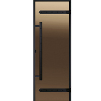 Дверь стеклянная HARVIA LEGEND 8/19 черная коробка сосна стекло бронза D81901ML