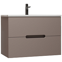 Тумба подвесная Матис 70 и раковина Classic 70 2 ящика тауп темный Style Line ЛС-00002297