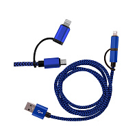 Кабель ENERGY ЕТ-06 2 в 1 USB/Micro USB+Lighning  синий