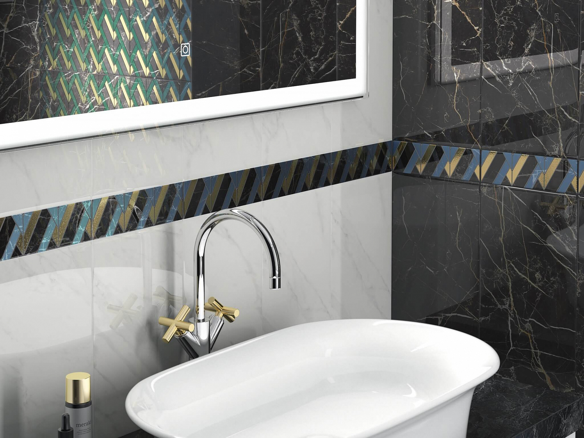 Вставка Алькала 20*50 см черная, Керама Марацци MLD/B97/7200 доставка Нижний Новгород 2 Вставка Алькала 20*50 см черная, Керама Марацци MLD/B97/7200 купить 2