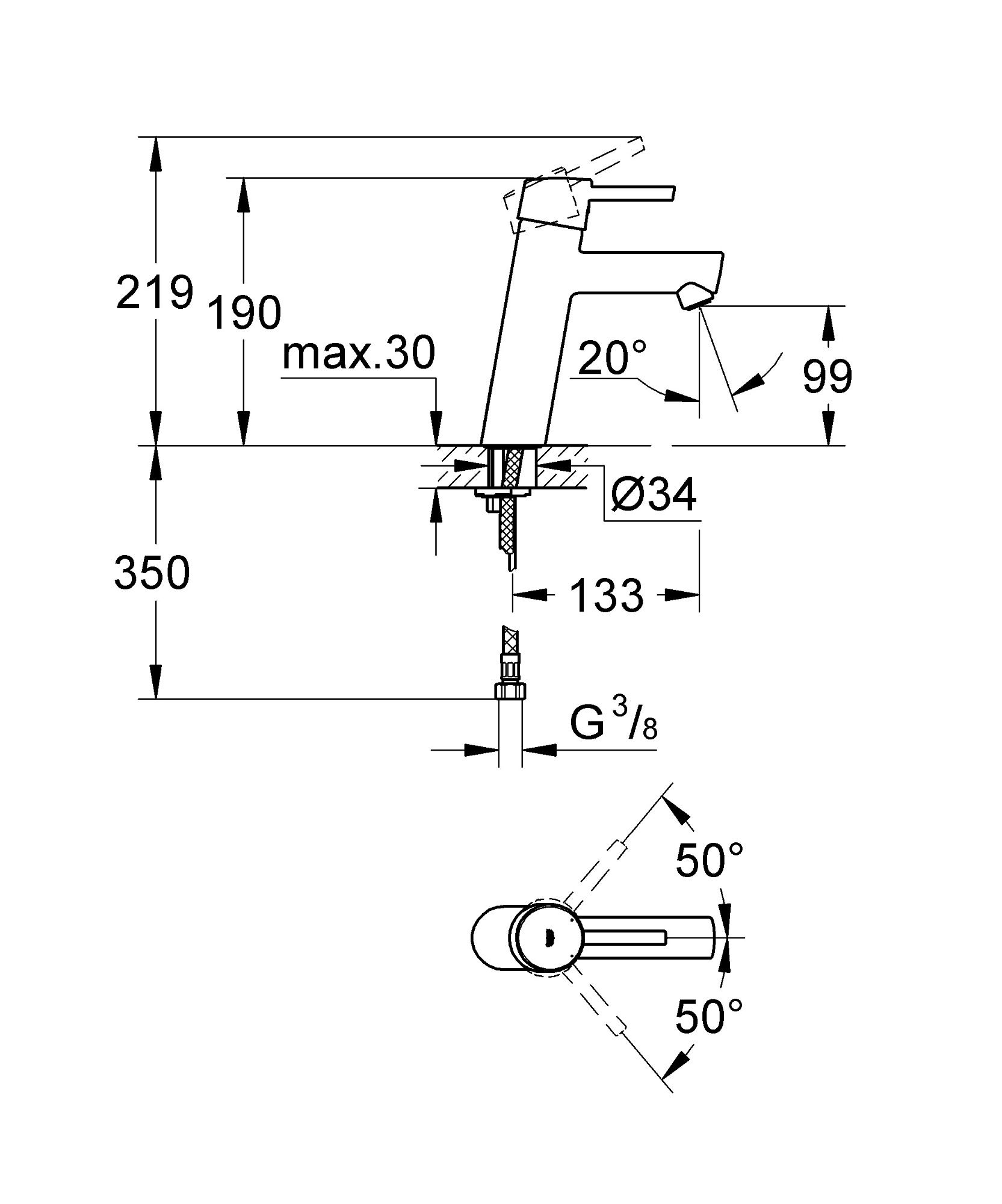 Смеситель для раковины Concetto цвет хром GROHE 23451001 купить 2
