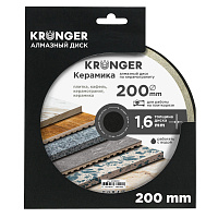 Алмазный диск по керамограниту  Kronger Керамика 200*25.4*1.6 Керамика плитка, керамогранит мокр. рез сплошной (K100200)