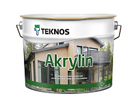 Краска водоразбавляемая TEKNOS Akrylin для деревянных фасадов Белая полуматовая 0.9 л