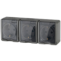 Розетка ЭРА Эксперт серая 3х2Р+Е IP54.16AX-250B Б0020721 