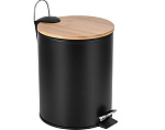 Ведро с педалью и бамбуковой крышкой FORA DARK FOR-BIN-3LBB черный/бамбук 3л 