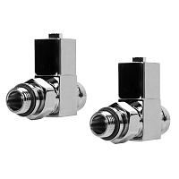 Набор дизайн-вентилей CUBE, прямой (хром) для радиатора 1/2" Royal Thermo RTE 56.001