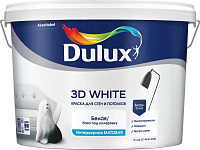 Краска для стен и потолков Dulux 3D White матовая база BW белая (9л)
