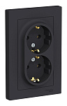 Розетка 2-местная с заземлением Atlas Design16А Schneider 585305 Карбон 