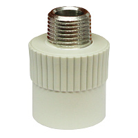 Переходник с металлической наружной резьбой 25*1/2" полипропилен FV-plast 215026 Переходник с металлической наружной резьбой 25*1/2" полипропилен FV-plast 215026