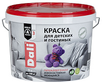 Краска для стен и потолков в детскую комнату Dali акриловая белая (База А) 9 л