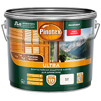 Лазурь влагостойкая для дерева Pinotex Ultra белый (9л)