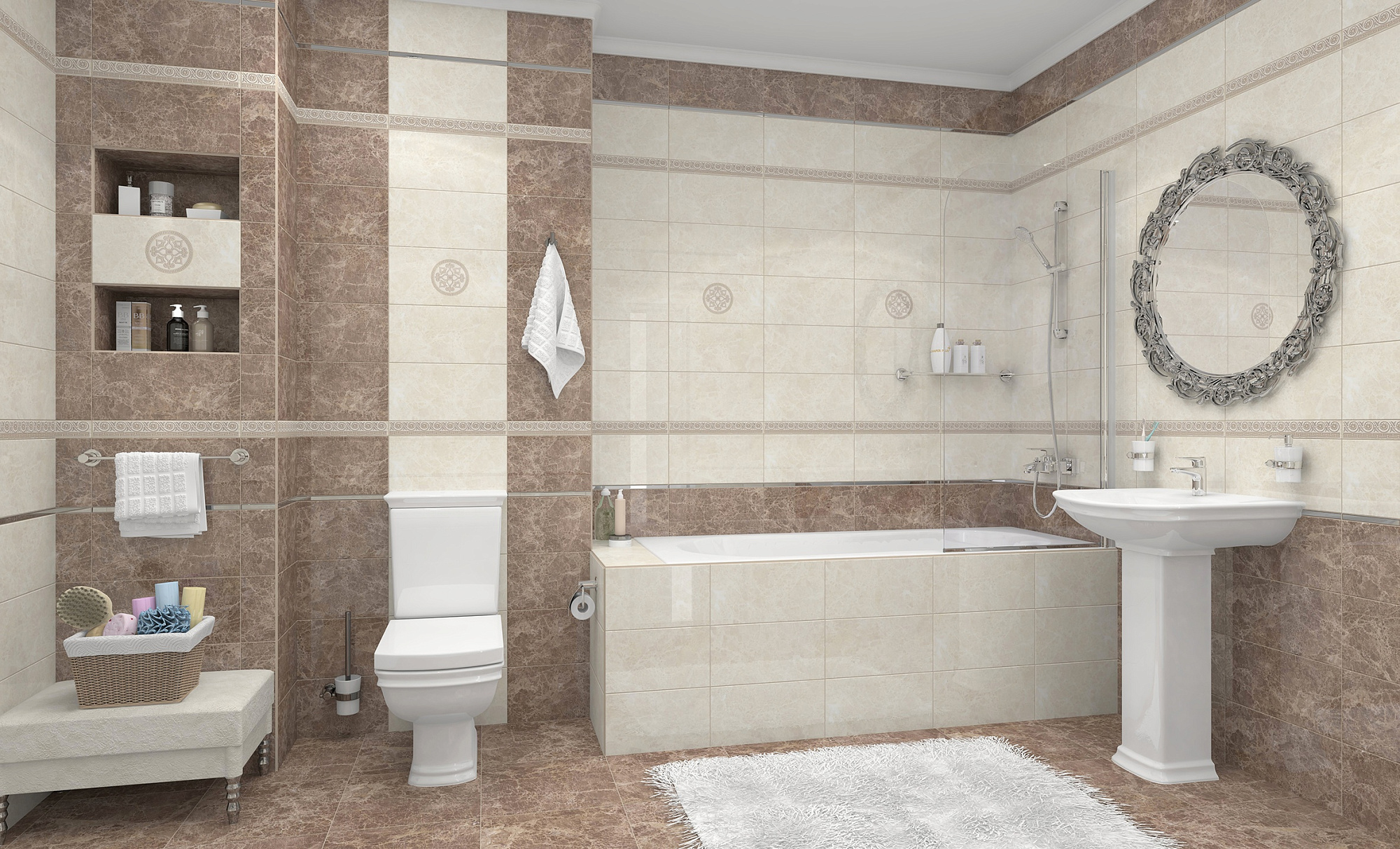 Бордюр настенный Persey Damask, цвет бежевый, 5*40см Ceramica Classic 56-03-11-456-3 доставка Нижний Новгород 1 Бордюр настенный Persey Damask, цвет бежевый, 5*40см Ceramica Classic 56-03-11-456-3 купить 1