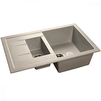 Мойка кухонная GranFest Quadro GF-Q775KL прямоугольная 2 чаши с крылом 495*765мм серый