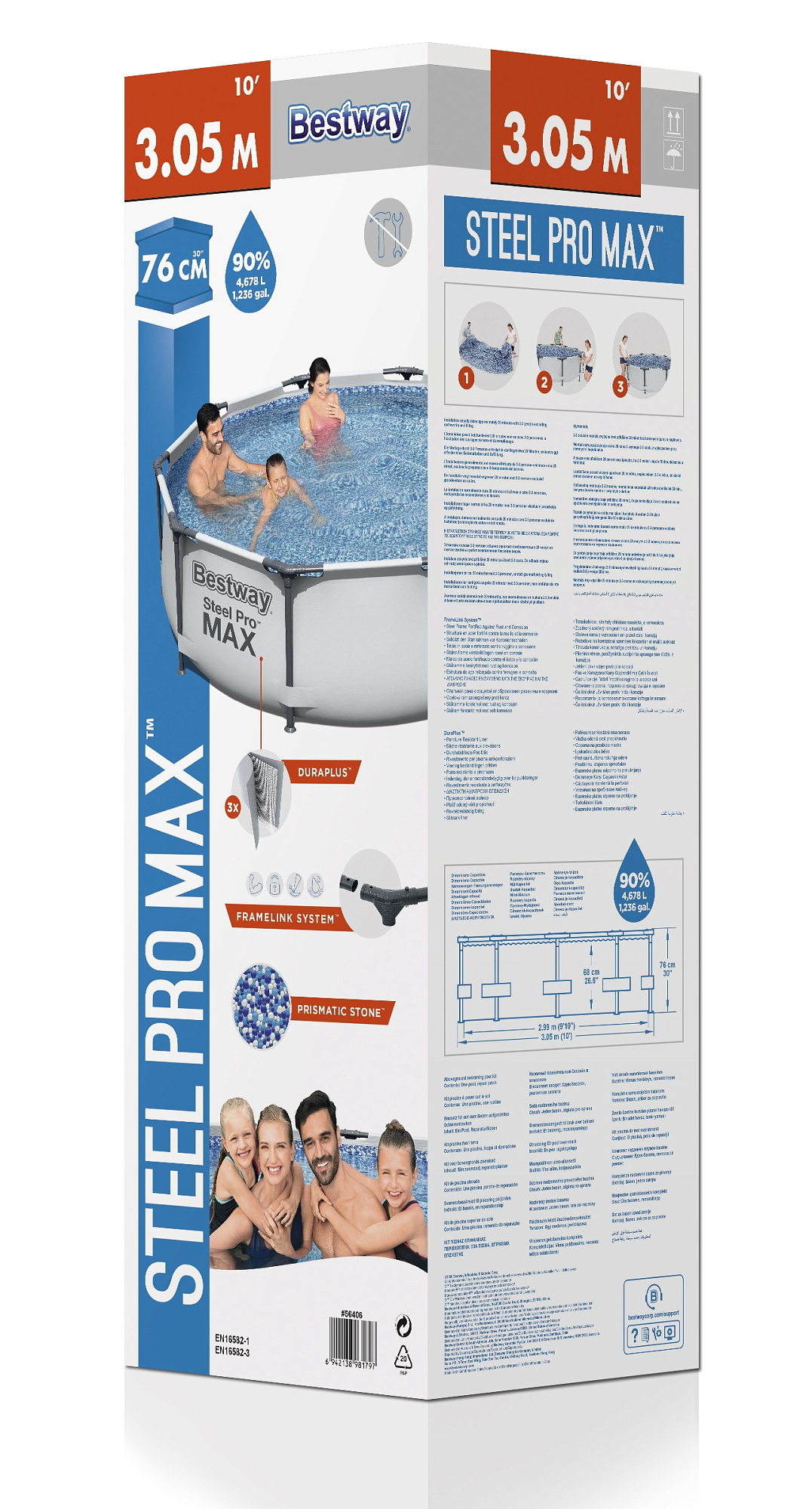 Бассейн каркасный Bestway Steel Pro Max 56406 4678л 305*76см 004863 купить 4