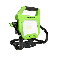 LED-прожектор с гибридным питанием Greenworks G24WL, 24В/220В, 1000/2000 лм, крюк для подвеса, крепление на стену, кабель 30 см, без АКБ и ЗУ (3401307)(тушка)