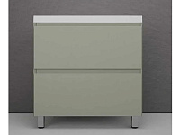 Тумба напольная Манхэттен 80 PLUS олива 2 ящика с умывальником ASTI 80 белый Style Line ЛС-00002373/СС-00002465
