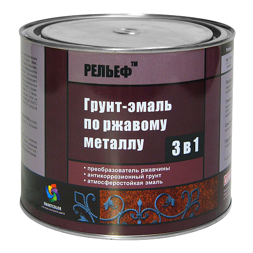 Грунт-эмаль 3 в 1 по ржавому металлу черный РЕЛЬЕФ (2л)