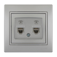 Розетка MIRA 701-1010-138 TF евро 2-ная  С/П металлик серый