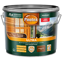 Влагостойкая защитная лазурь Pinotex Ultra для древесины тиковое дерево 9 л