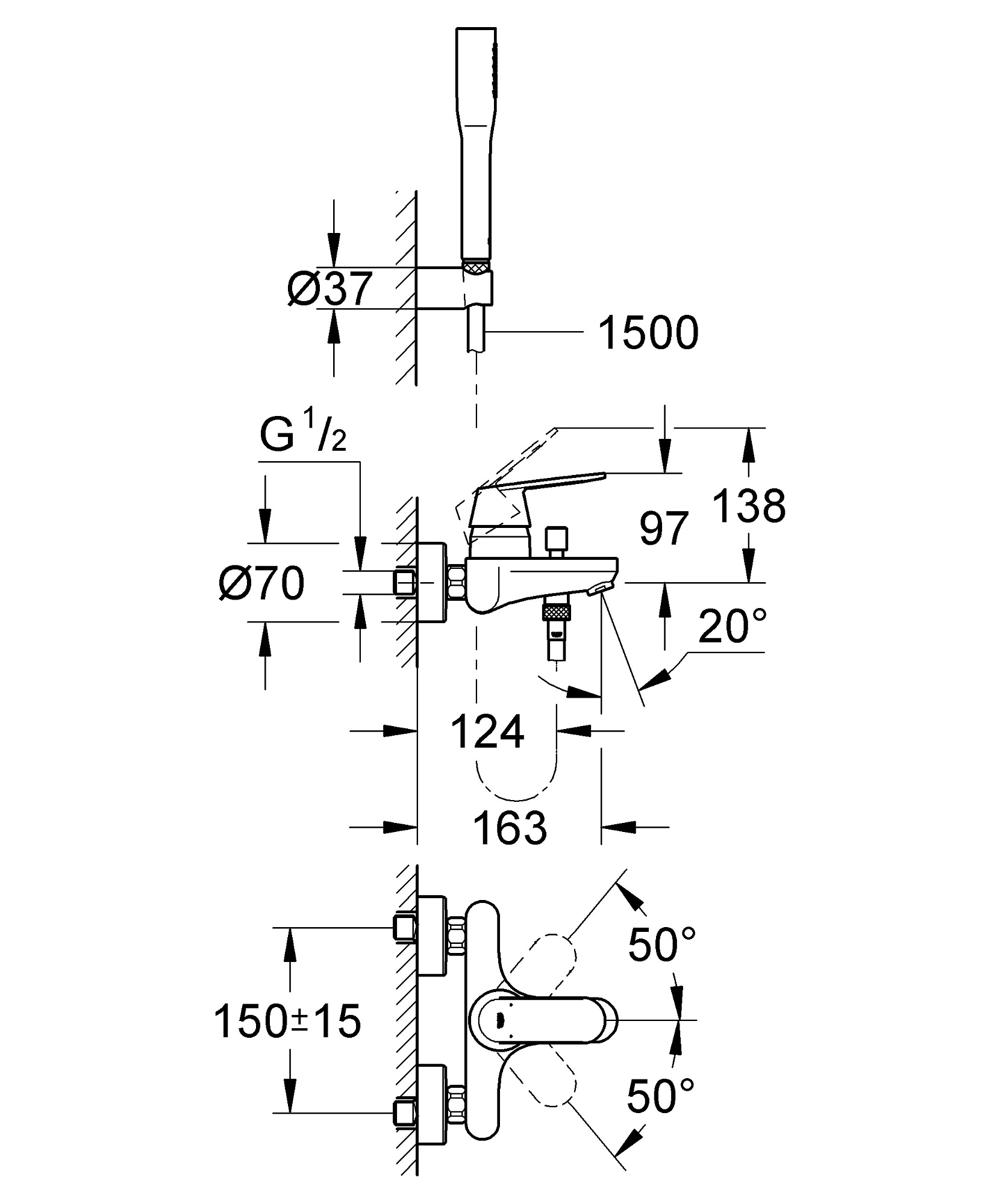 Смеситель EUROSMART Cosmopolitan для ванны 1-рычажный с душевым набором цвет хром, GROHE 32832000 доставка Нижний Новгород 6 Смеситель EUROSMART Cosmopolitan для ванны 1-рычажный с душевым набором цвет хром, GROHE 32832000 купить 6