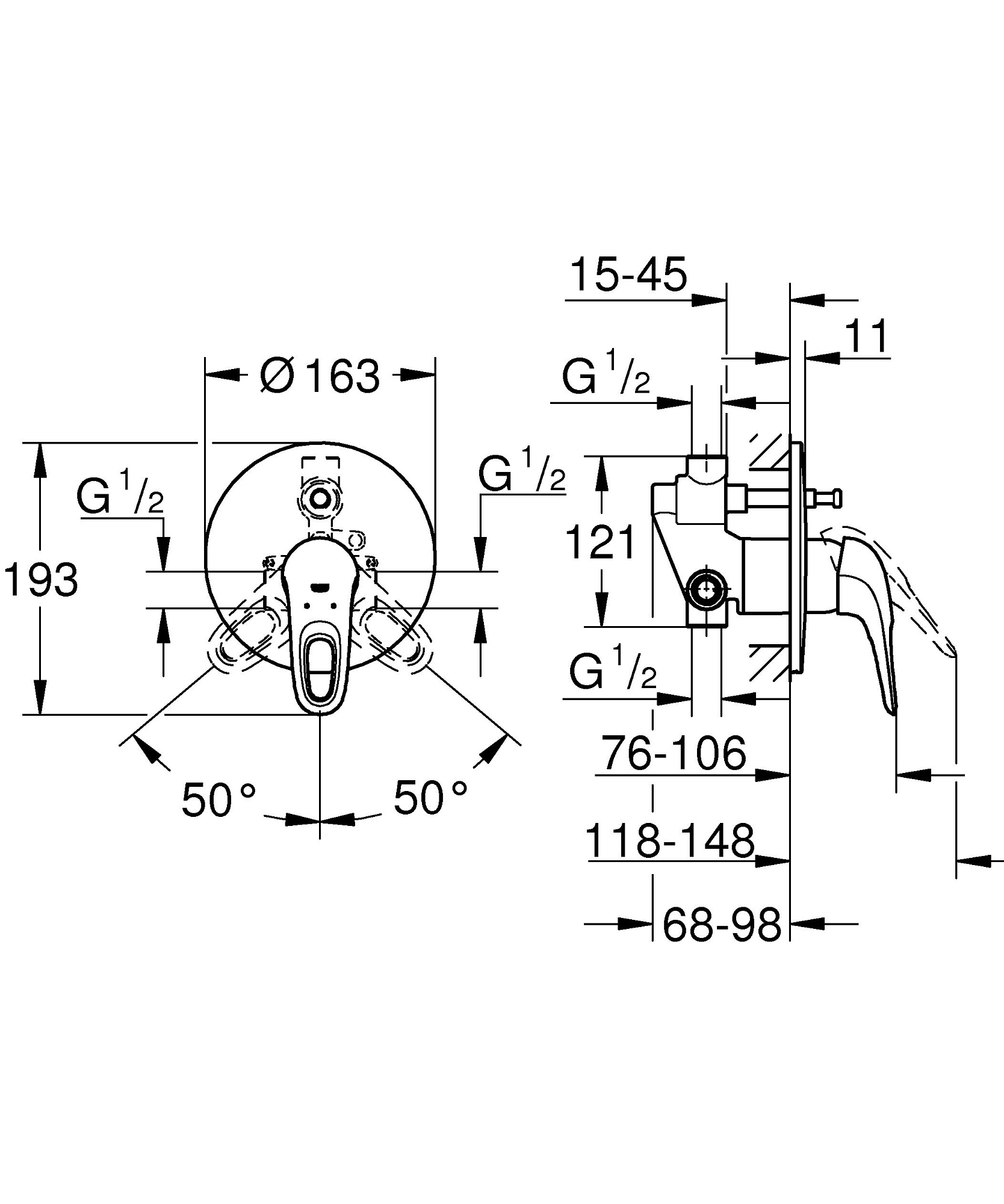 Смеситель Eurostyle для ванны цвет хром GROHE 33637003 купить 1