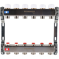 Коллектор без расходомеров 6 выходов из нержавеющей стали Rommer RMS-3200-000006 Коллектор без расходомеров 6 выходов из нержавеющей стали Rommer RMS-3200-000006