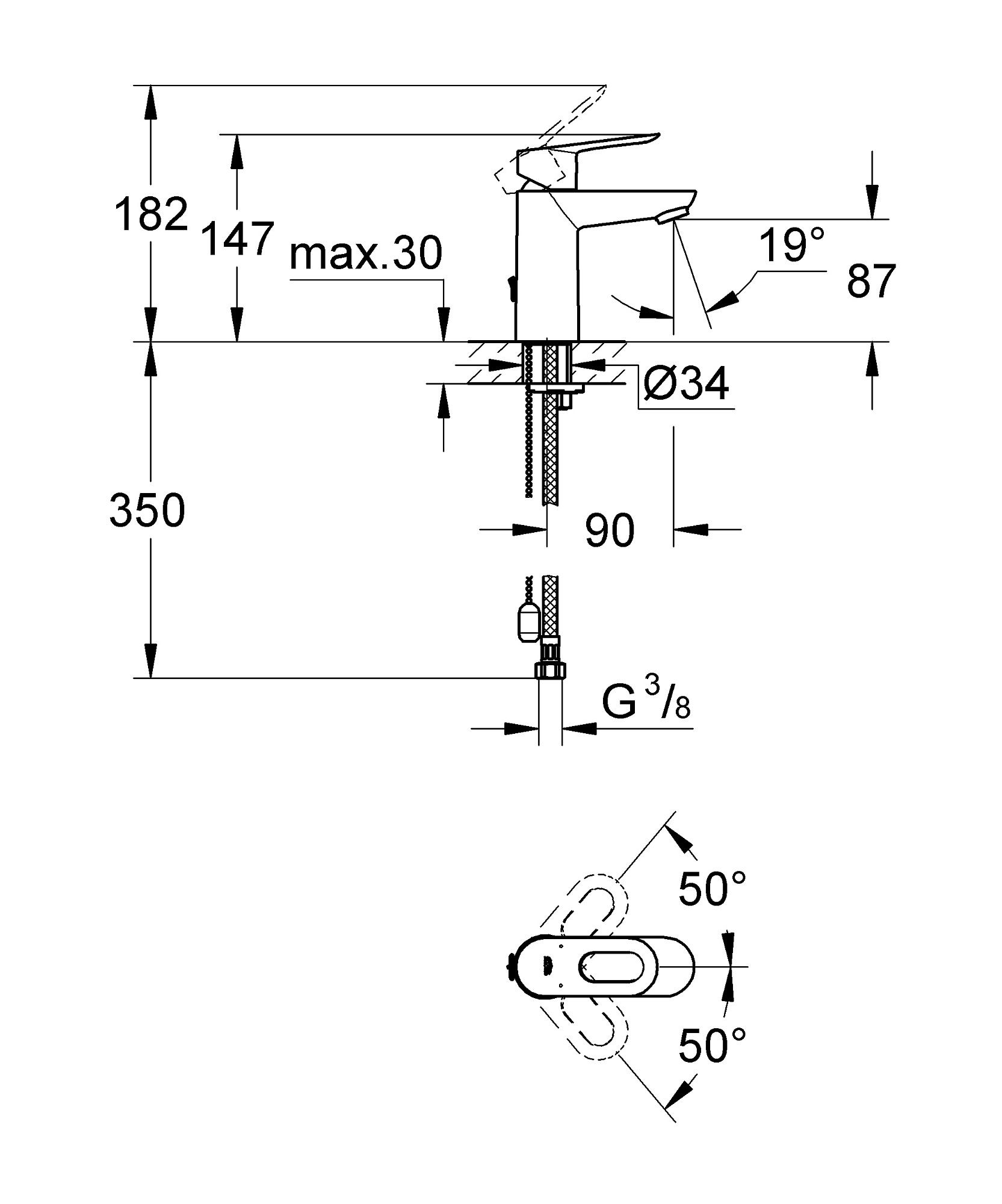 Смеситель для раковины BauLoop цвет хром GROHE 23336000 купить 1