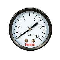 Манометр с осевым подключением 0-10 бар диаметр 50 мм, Jemix XPS-S-10