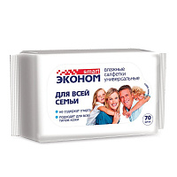 Салфетки влажные для всей семьи Эконом Smart  (70шт+7шт)  007399