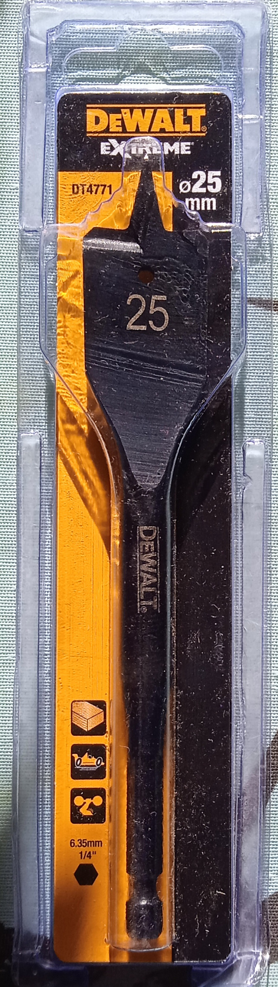 Сверло по дереву перовое DeWalt EXTREME IMPACT 25*152 мм DT4771-QZ доставка Нижний Новгород 1 Сверло по дереву перовое DeWalt EXTREME IMPACT 25*152 мм DT4771-QZ купить 1